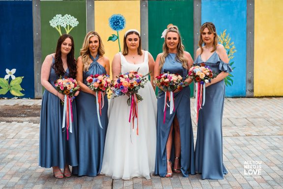Bright colorful modern wedding flowers