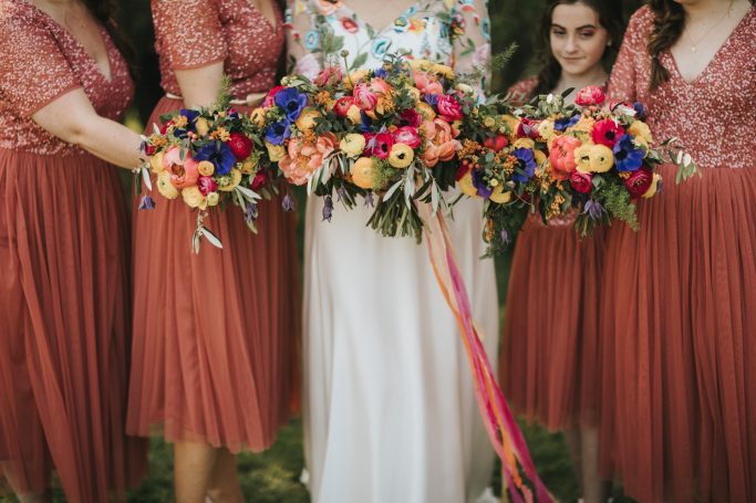 Bright and bold wedding flowers