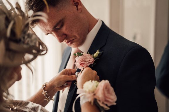 Romantic rose buttonhole