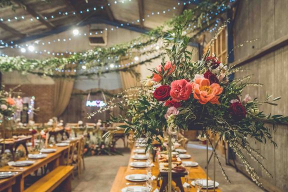 Bright colorful modern wedding flowers