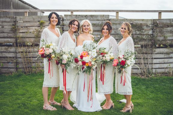 Bright colorful modern wedding flowers