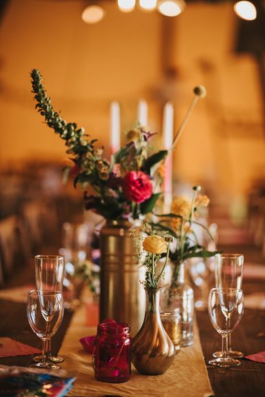 Bright colorful modern wedding flowers