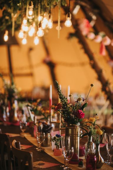 Bright colorful modern wedding flowers