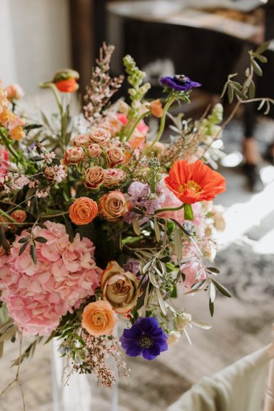Bright colorful modern wedding flowers Oulton Hall