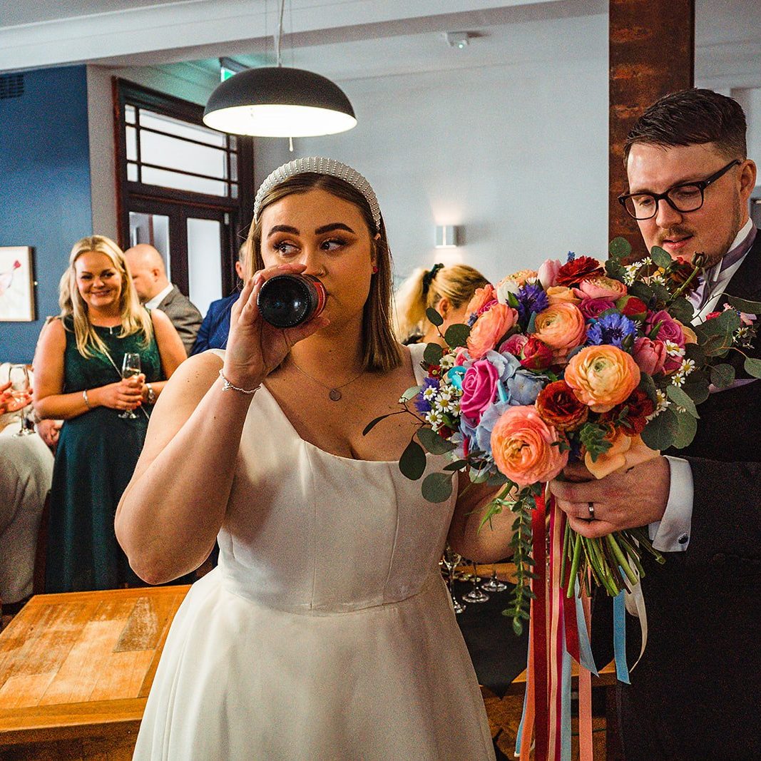 Bright colorful modern wedding flowers