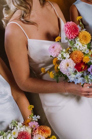 Bright colorful modern wedding flowers