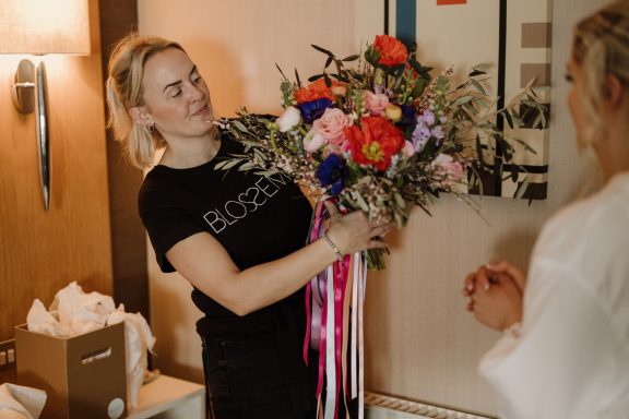 Bright colorful modern wedding flowers