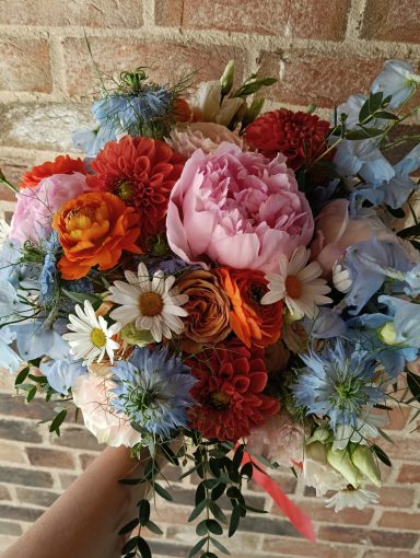 Bright colorful modern wedding flowers